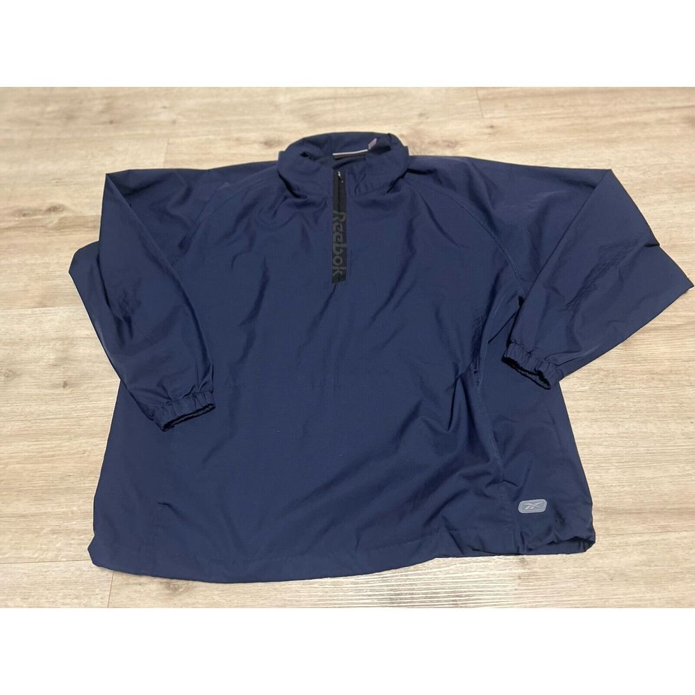 Reebok Long Sleeve 1/4 Zip Golf Pullover Vtg Navy Blue Size Large